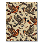 Earthy Sparrow Feather Flight Illustration Rug