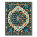 Ornate Teal Orange Floral Medallion Rug