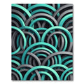 Turquoise and Charcoal Interlocking Geometric Arc Rug