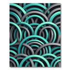 Turquoise and Charcoal Interlocking Geometric Arc Rug