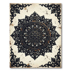 Ornate Black Scrollwork Baroque Medallion Rug
