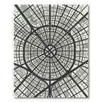 Monochromatic Urban Radiating Grid Map Rug