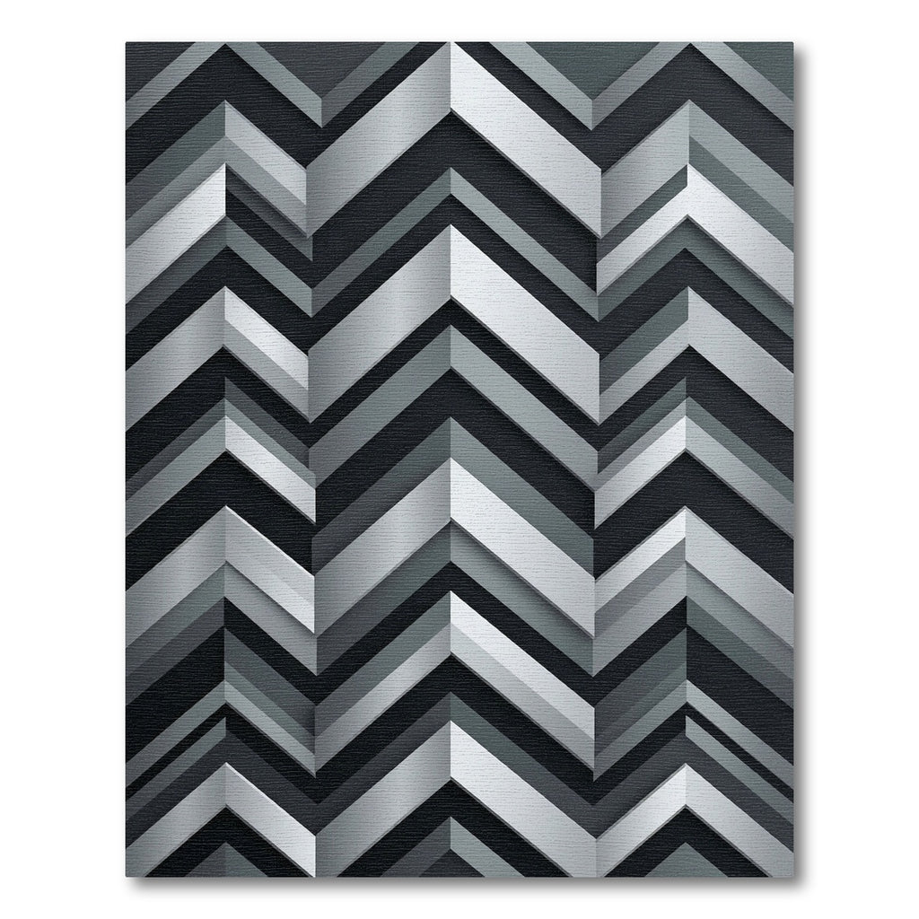 Sophisticated Metallic Silver Chevron Geometric Rug