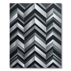 Sophisticated Metallic Silver Chevron Geometric Rug