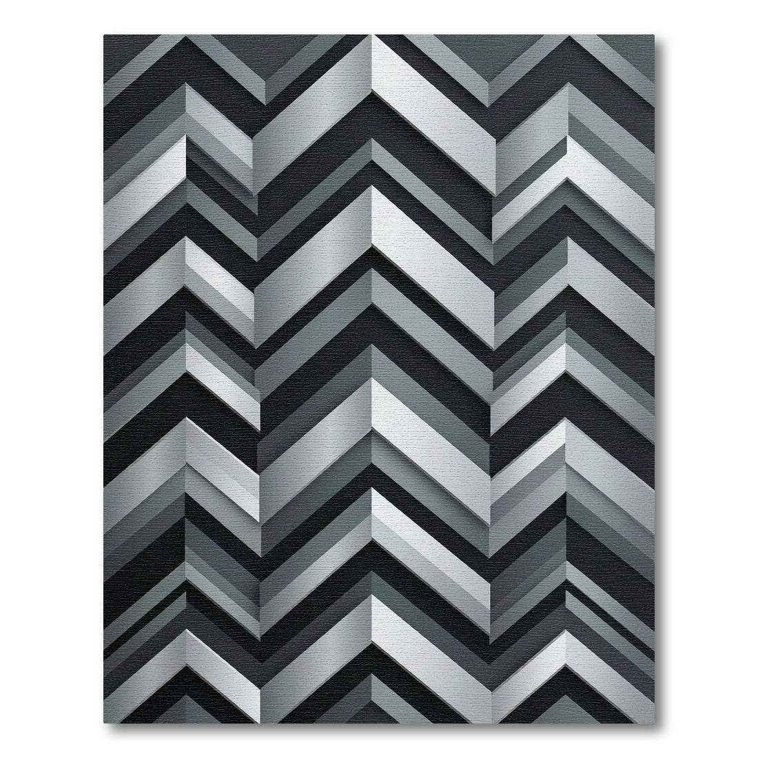 Sophisticated Metallic Silver Chevron Geometric Rug