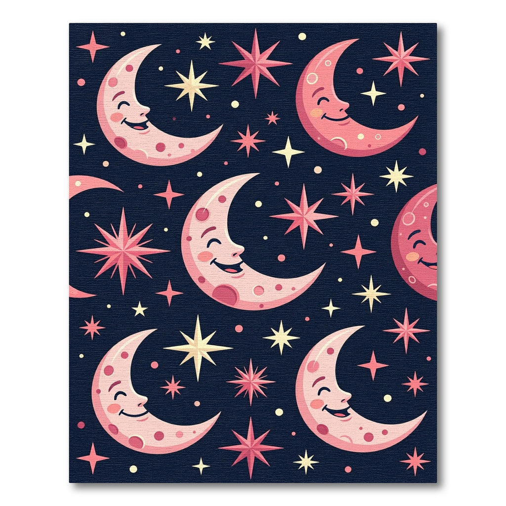 Pink Moon Stars Night Sky Rug