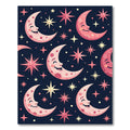 Pink Moon Stars Night Sky Rug