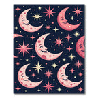 Pink Moon Stars Night Sky Rug