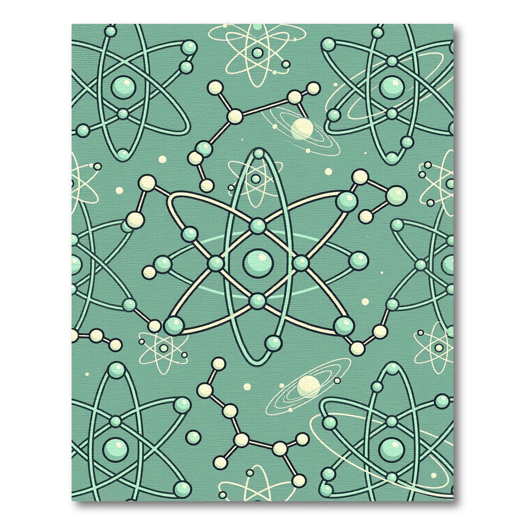 Teal Atomic Molecular Structure Rug
