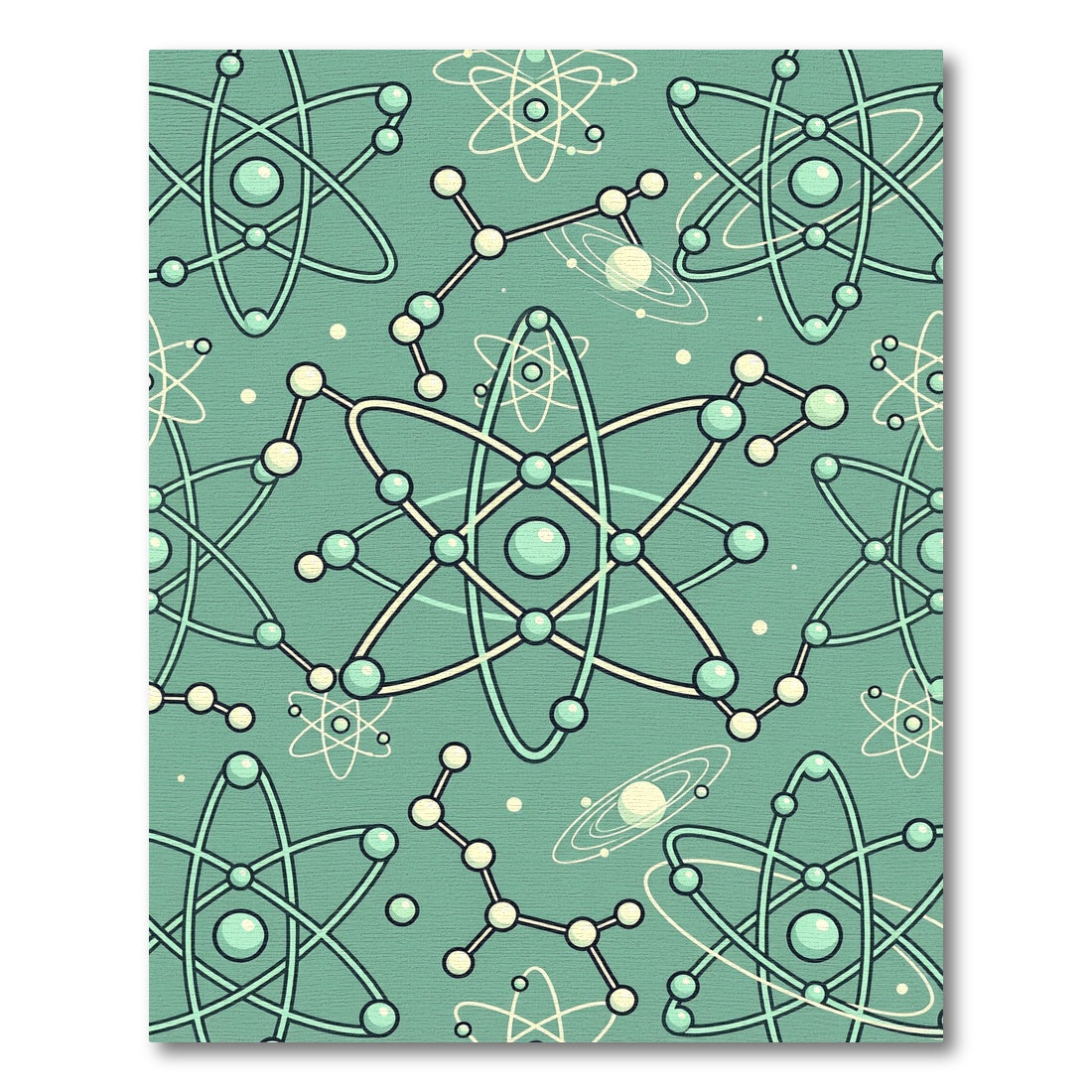 Teal Atomic Molecular Structure Rug