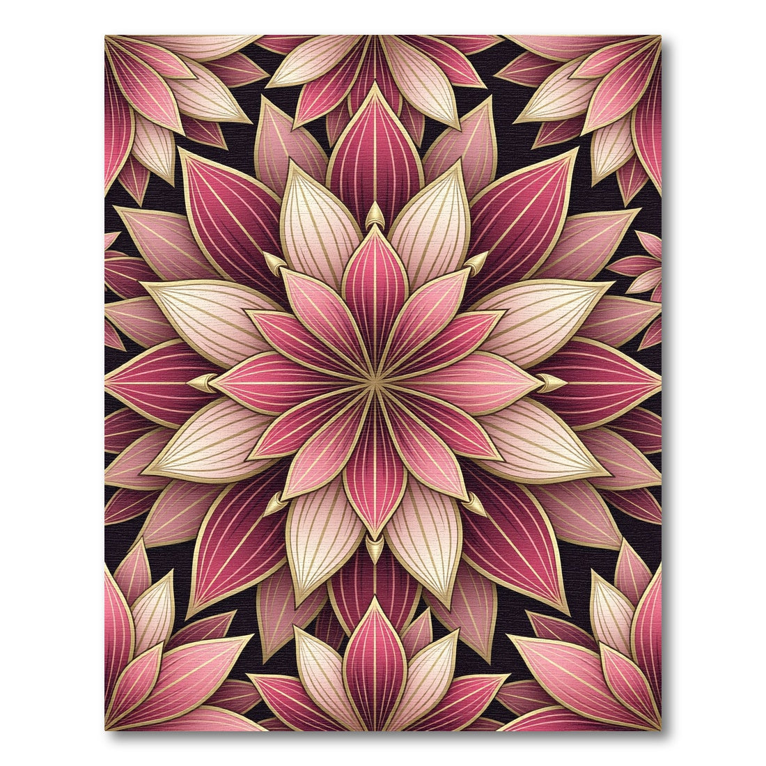 Elegant Pink Floral Lotus Medallion Rug