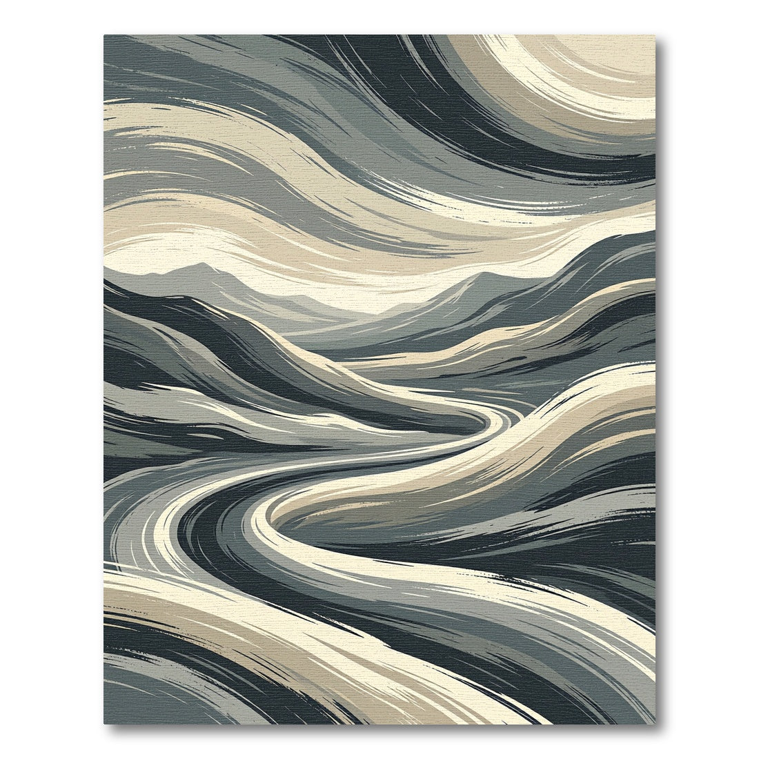 Earthy Waves Landscape Abstract Rug