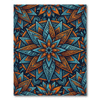 Vibrant Teal and Orange Star Mandala Rug