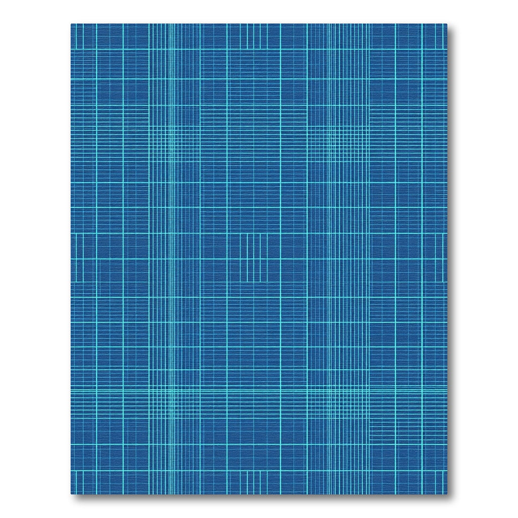 Modern Cobalt Blue Grid Network Rug