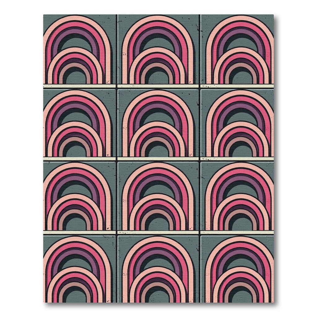 Retro Pink Layered Rainbow Rug