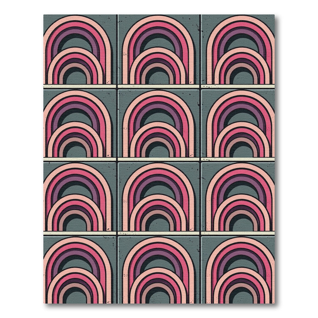 Retro Pink Layered Rainbow Rug