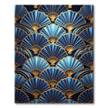 Royal Blue Gold Fan Arrangement Rug