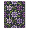 Elegant Purple Clematis Botanical Floral Rug