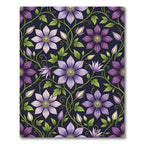 Elegant Purple Clematis Botanical Floral Rug
