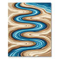 Abstract Winding Blue River Landscape Rug