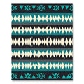 Teal and Cream Geometric Diamond Stripe Rug
