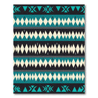 Teal and Cream Geometric Diamond Stripe Rug