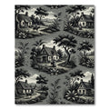 Monochrome Pastoral Toile Countryside Landscape Rug