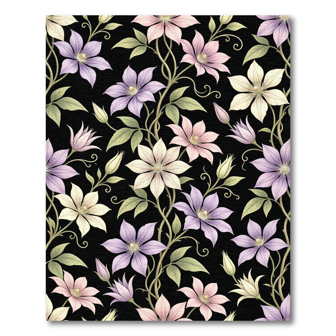 Elegant Lavender Pink Floral Vine Rug
