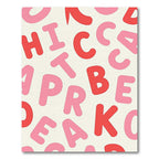 Bold Red Pink Alphabet Collage Rug