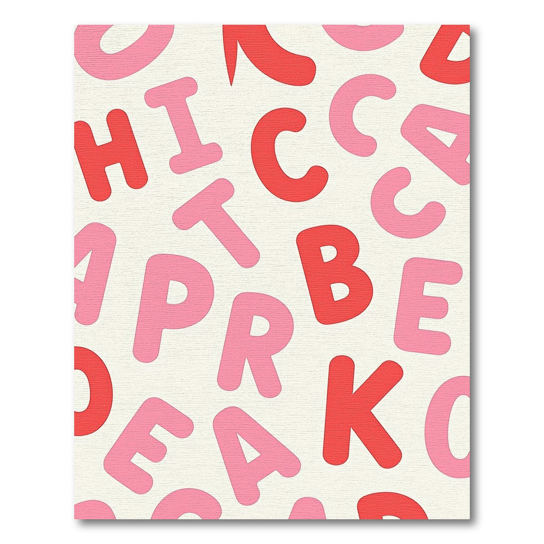 Bold Red Pink Alphabet Collage Rug