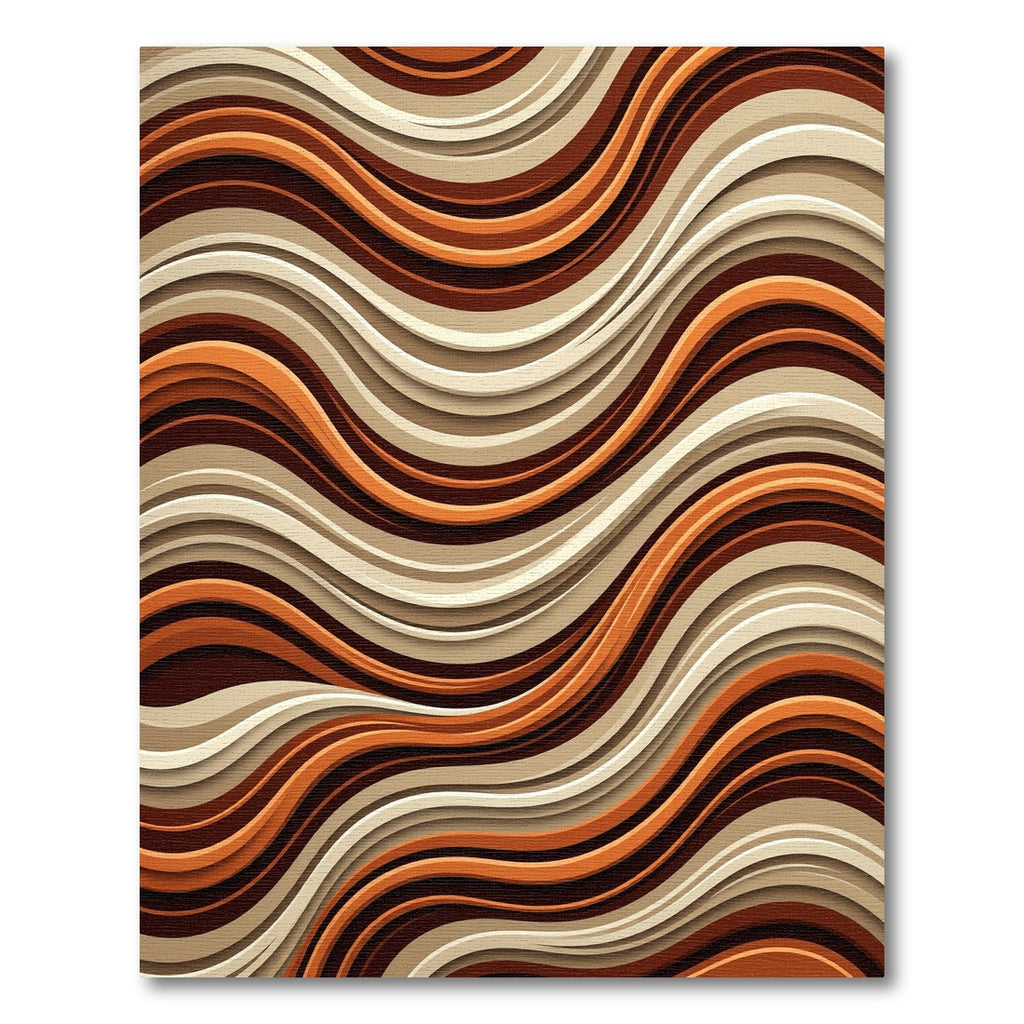 Earthy Terracotta Wavy Abstract Line Rug