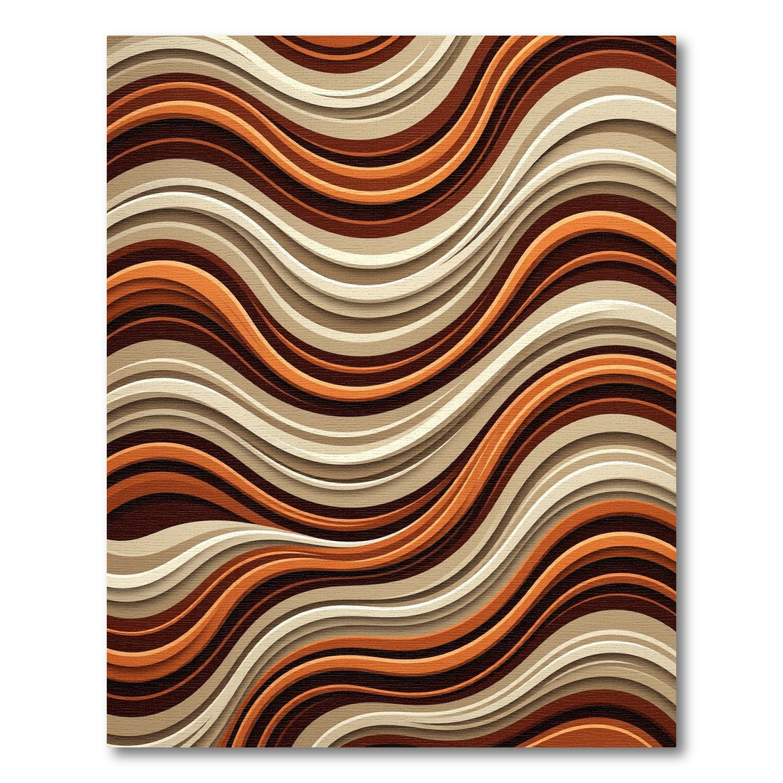 Earthy Terracotta Wavy Abstract Line Rug