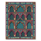 Courageous Teal Pink Arches Floral Rug