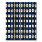 Navy Blue Nautical Grid Rope Lattice Rug