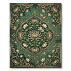 Ornate Floral Bloom Emerald Area Rug