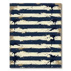 Navy Cream Splatter Stripe Background Rug