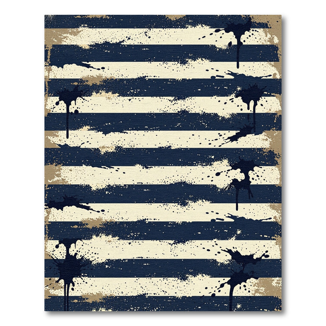 Navy Cream Splatter Stripe Background Rug