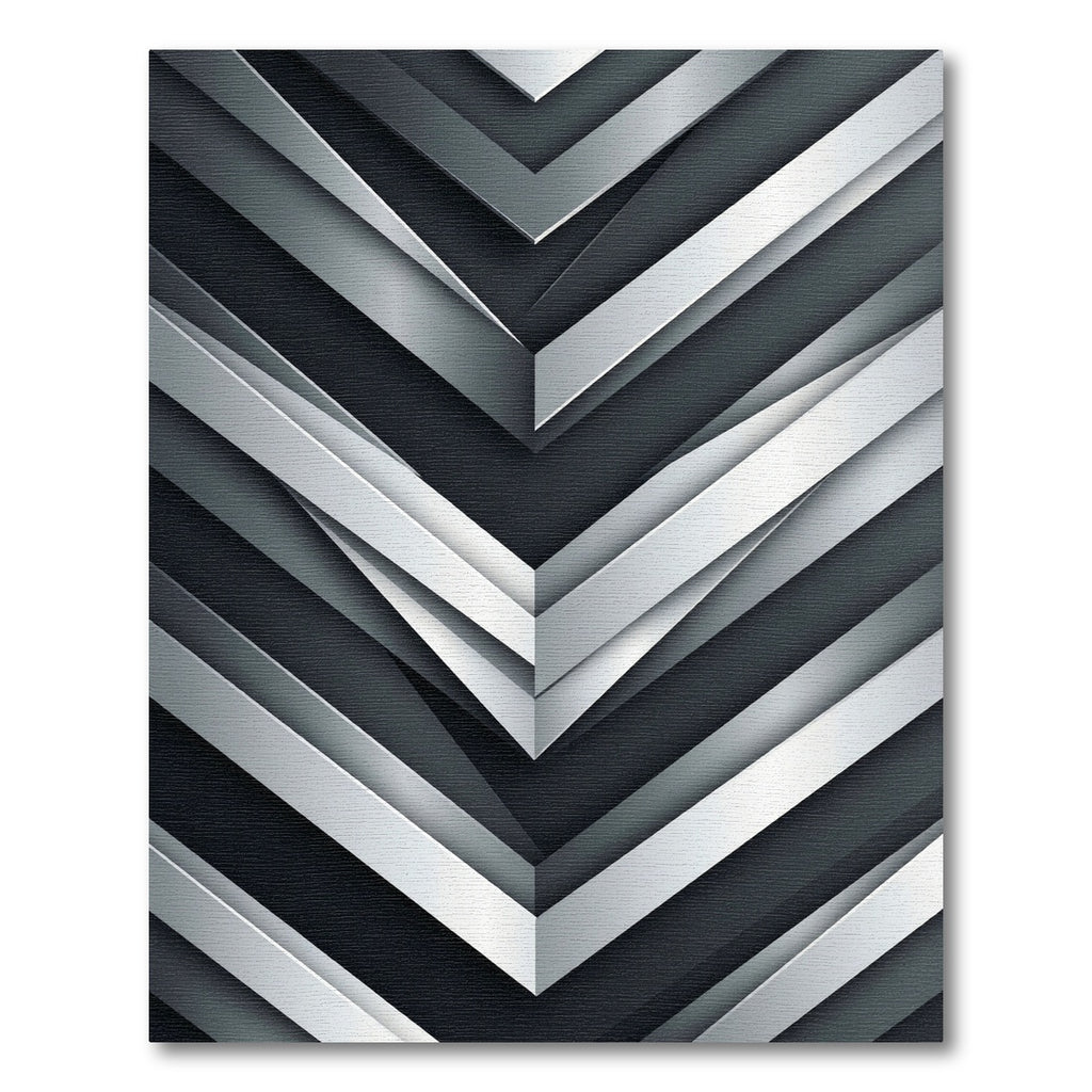 Modern Metallic Silver Angular Chevron Rug