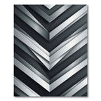 Modern Metallic Silver Angular Chevron Rug