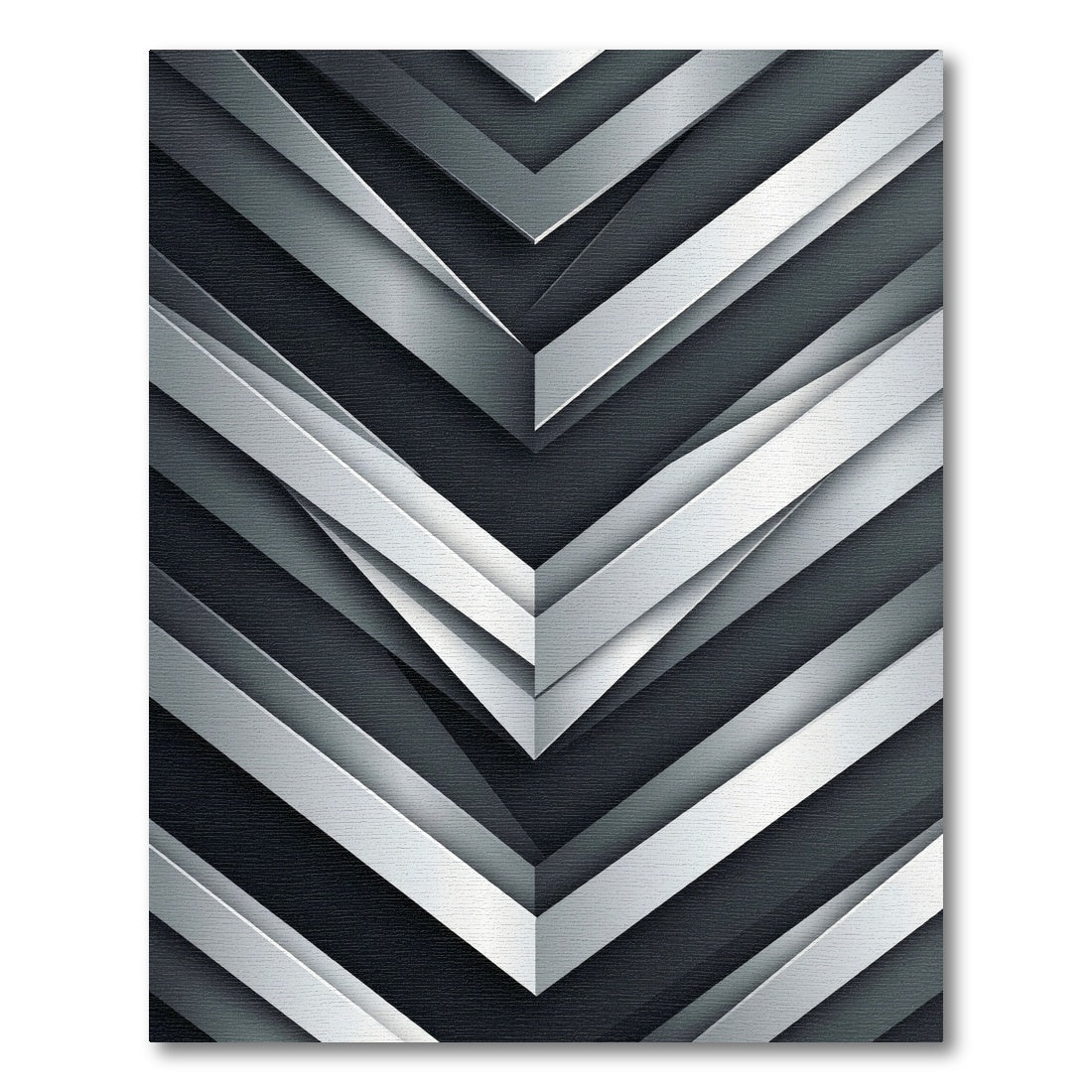 Modern Metallic Silver Angular Chevron Rug