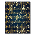 Golden Musical Notes on Navy Blue Rug