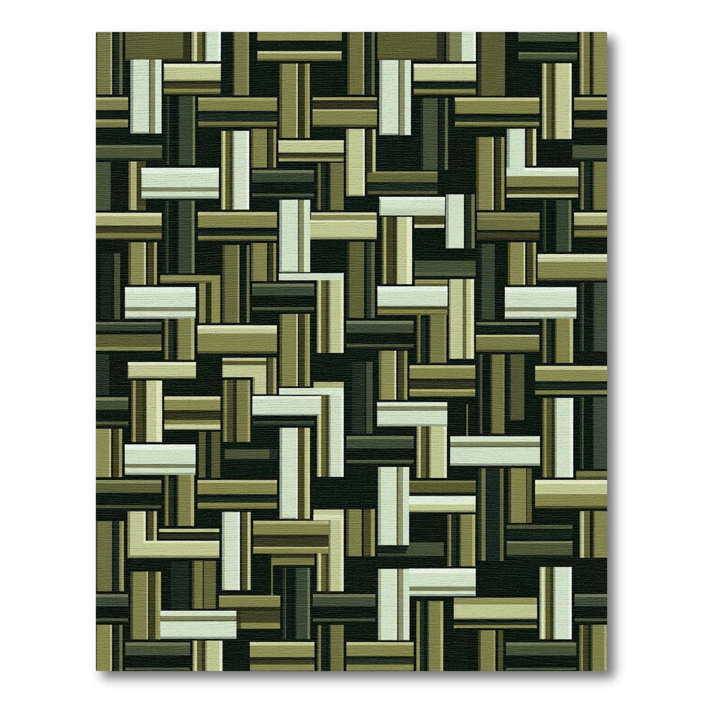 Earthy Olive Layered Geometric Block Rug
