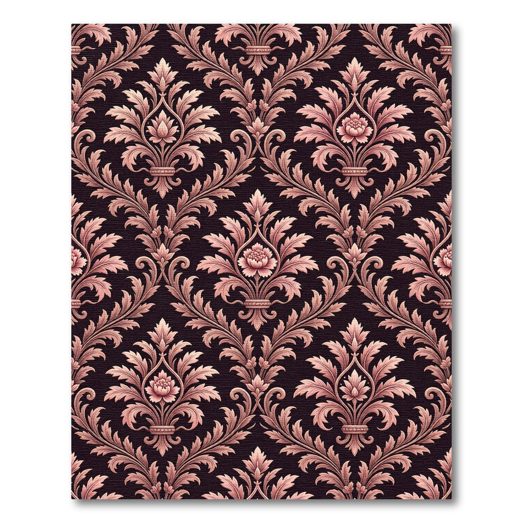 Ornate Rose Gold Damask Floral Arrangement Rug