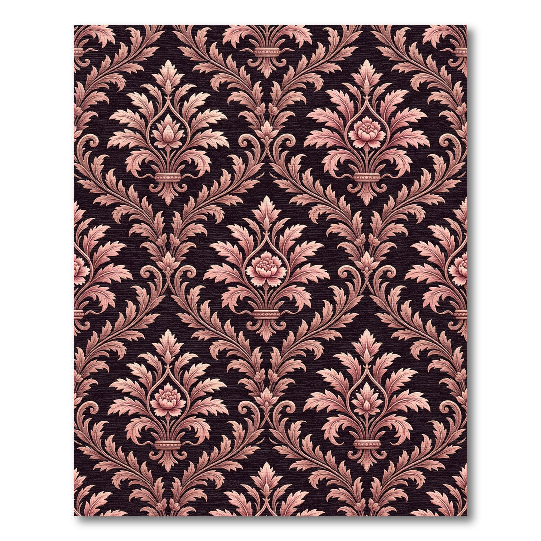 Ornate Rose Gold Damask Floral Arrangement Rug