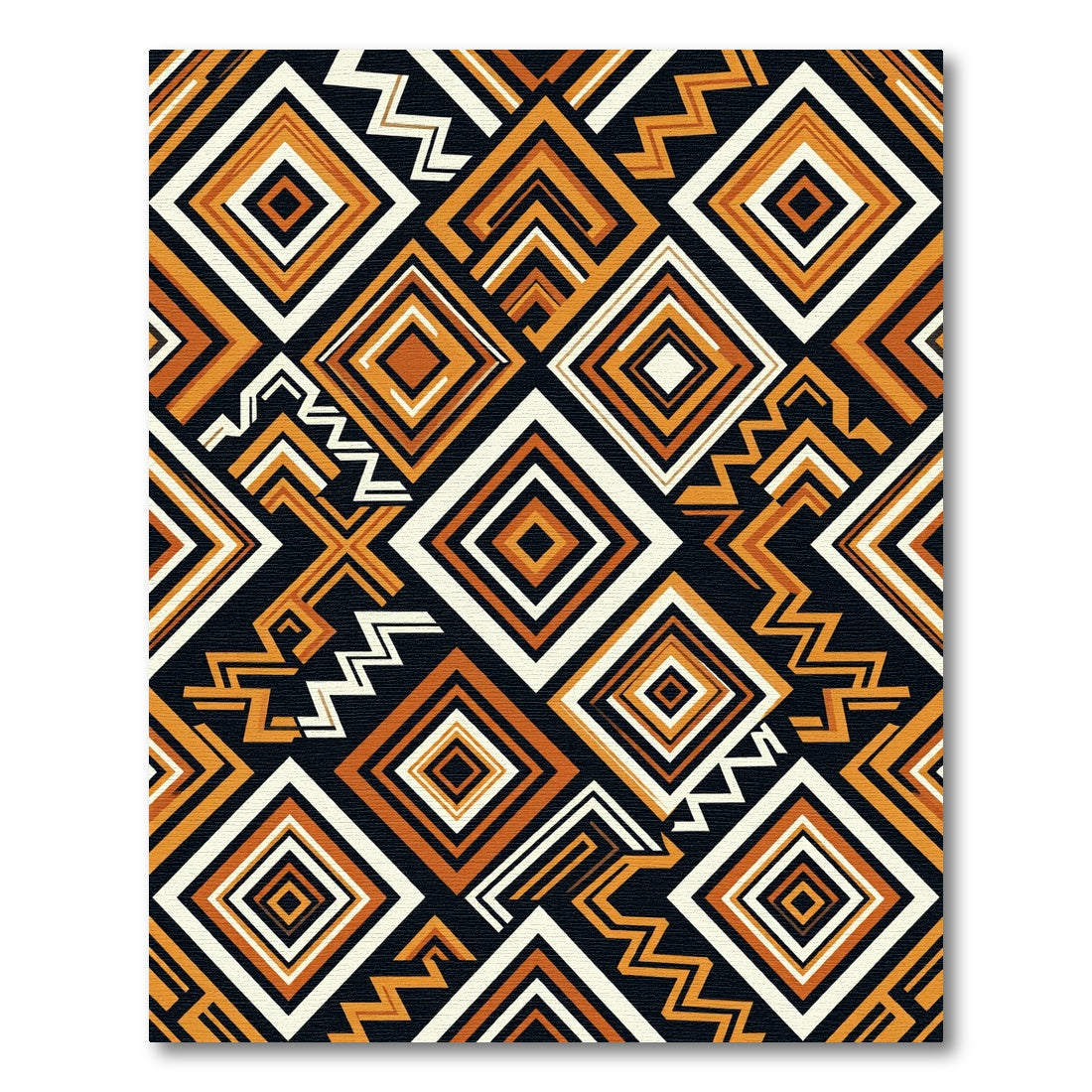 Bold Earthy Geometric Diamond Layering Rug