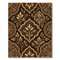 Elegant Gilded Botanical Medallion Damask Rug