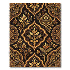 Elegant Gilded Botanical Medallion Damask Rug