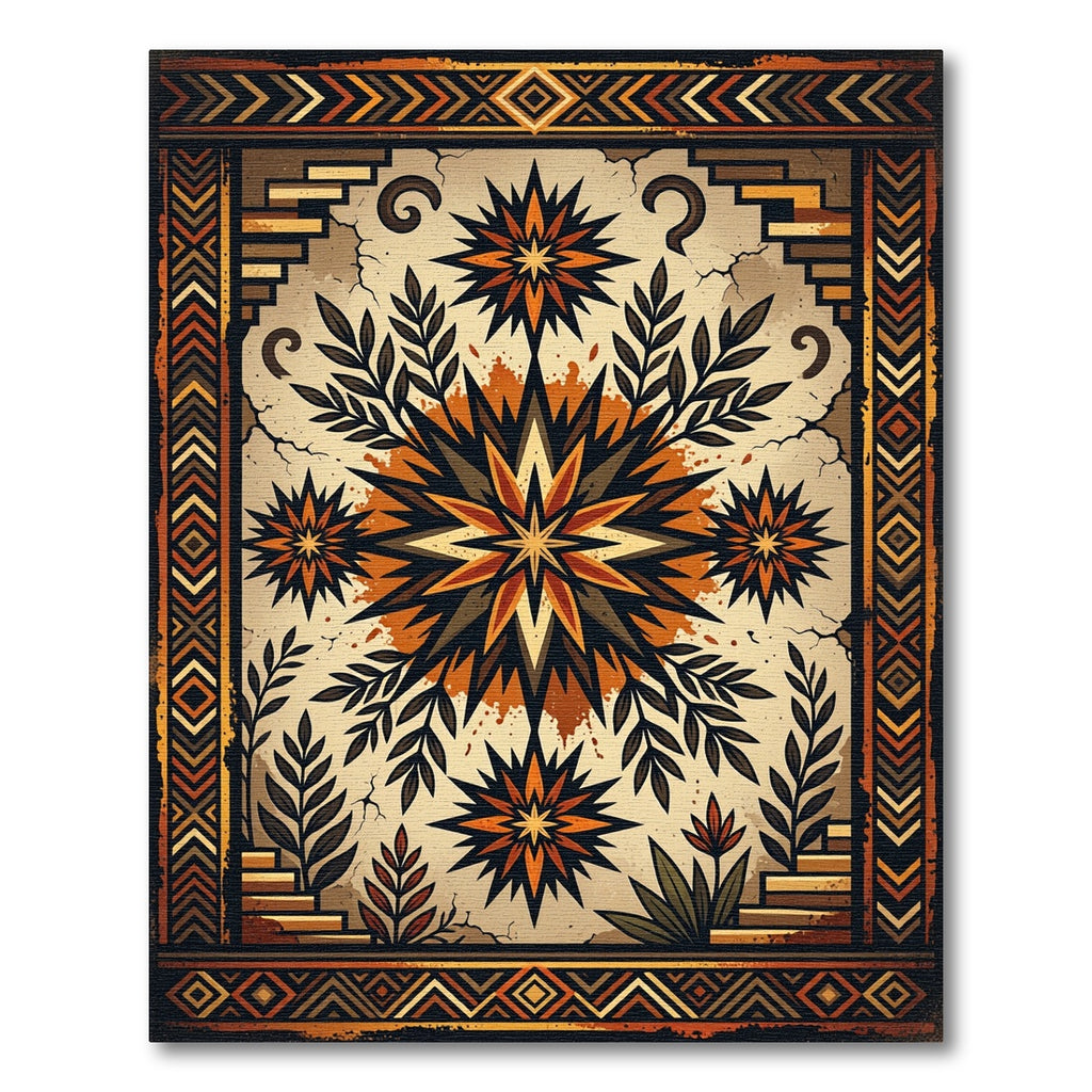 Earthy Terra Cotta Starburst Foliage Rug
