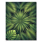 Lush Tropical Green Palm Leaf Botanical Rug