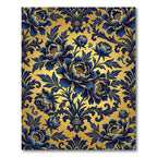 Ornate Royal Blue Gold Floral Damask Rug